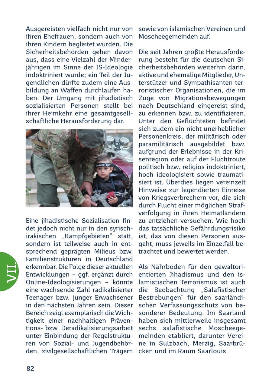 Seite 82 des Verfassungsschutzbericht 2022 Saarland