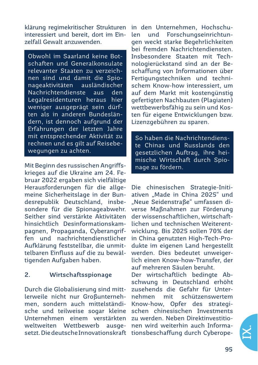 Seite 95 des Verfassungsschutzbericht 2022 Saarland