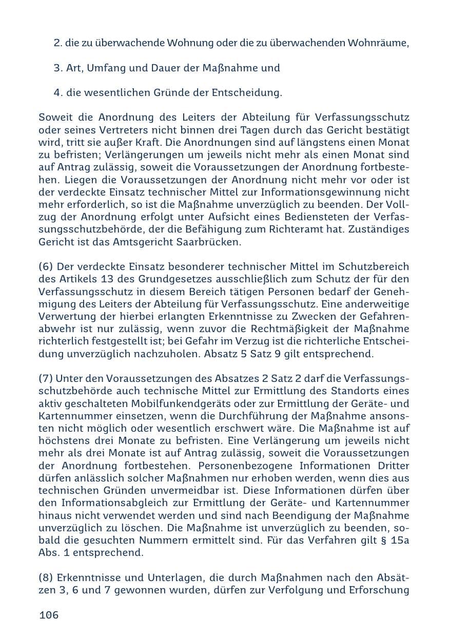 Seite 106 des Verfassungsschutzbericht 2023 Saarland