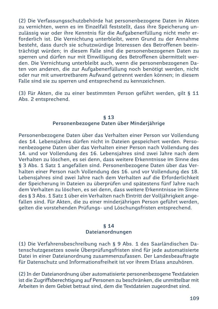 Seite 109 des Verfassungsschutzbericht 2023 Saarland