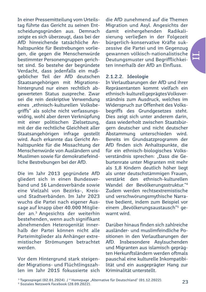 Seite 23 des Verfassungsschutzbericht 2023 Saarland