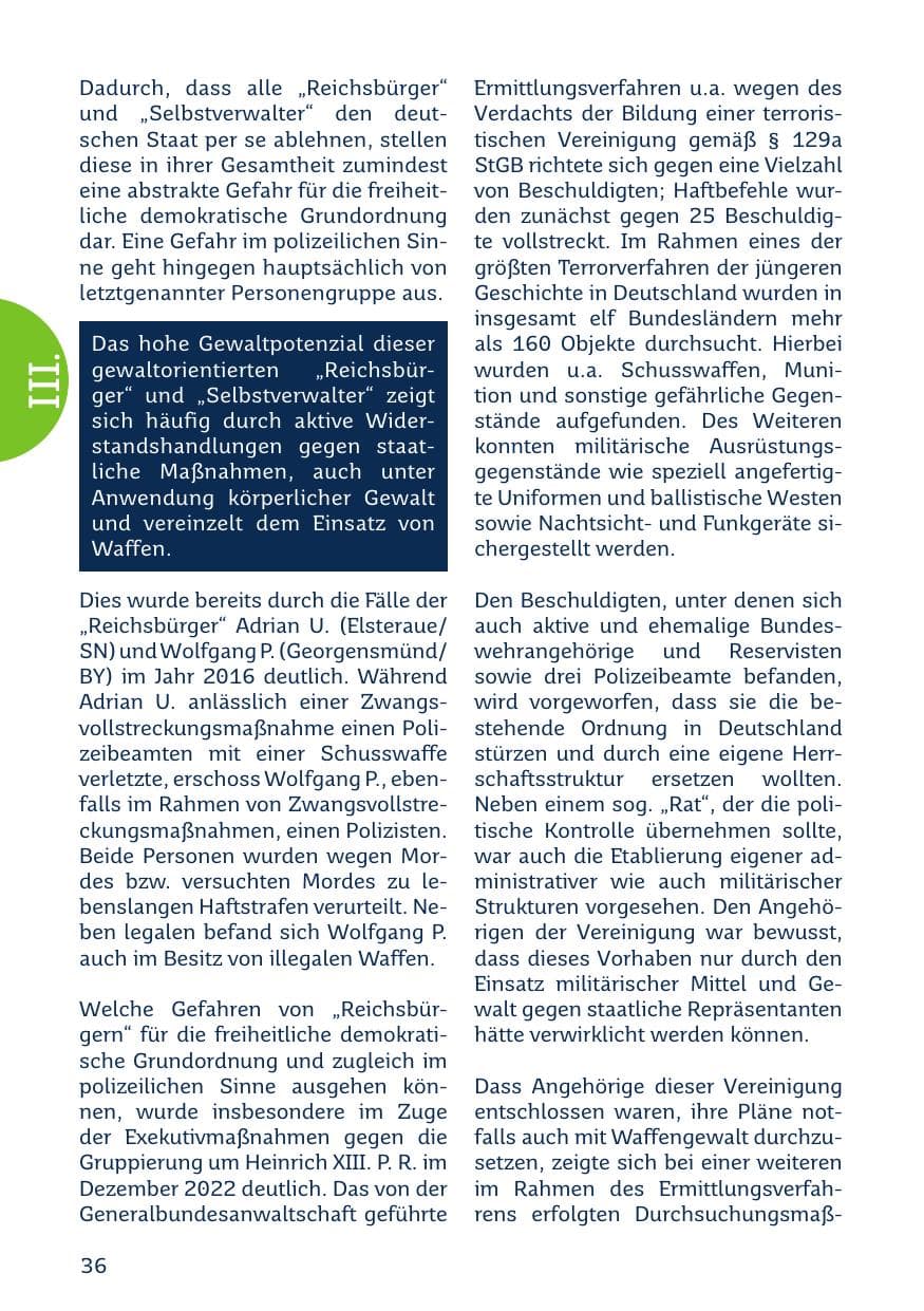 Seite 36 des Verfassungsschutzbericht 2023 Saarland