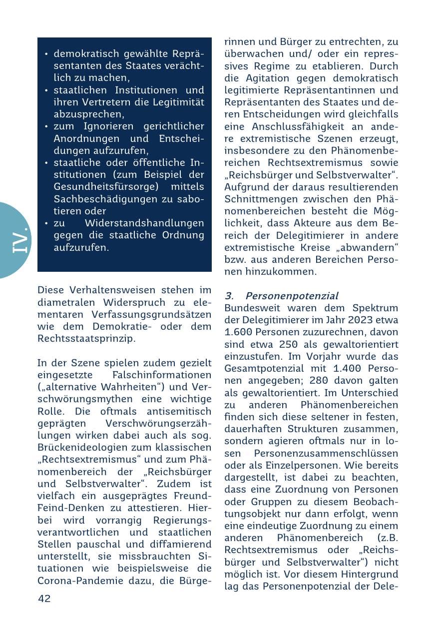 Seite 42 des Verfassungsschutzbericht 2023 Saarland