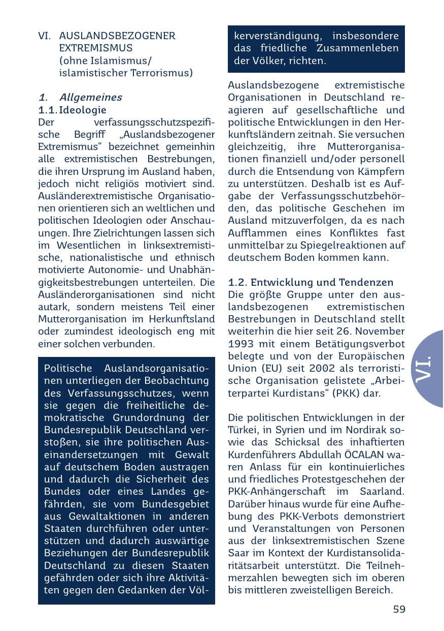Seite 59 des Verfassungsschutzbericht 2023 Saarland