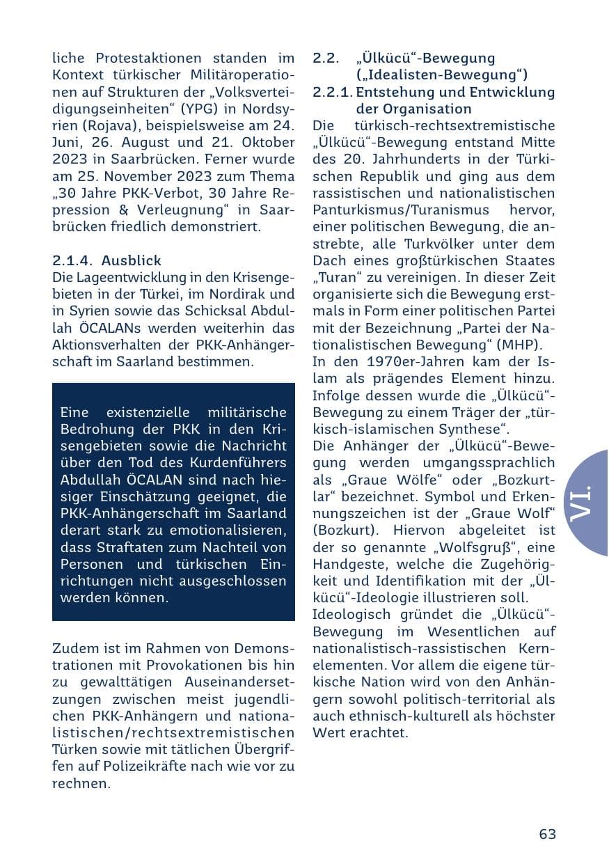 Seite 63 des Verfassungsschutzbericht 2023 Saarland