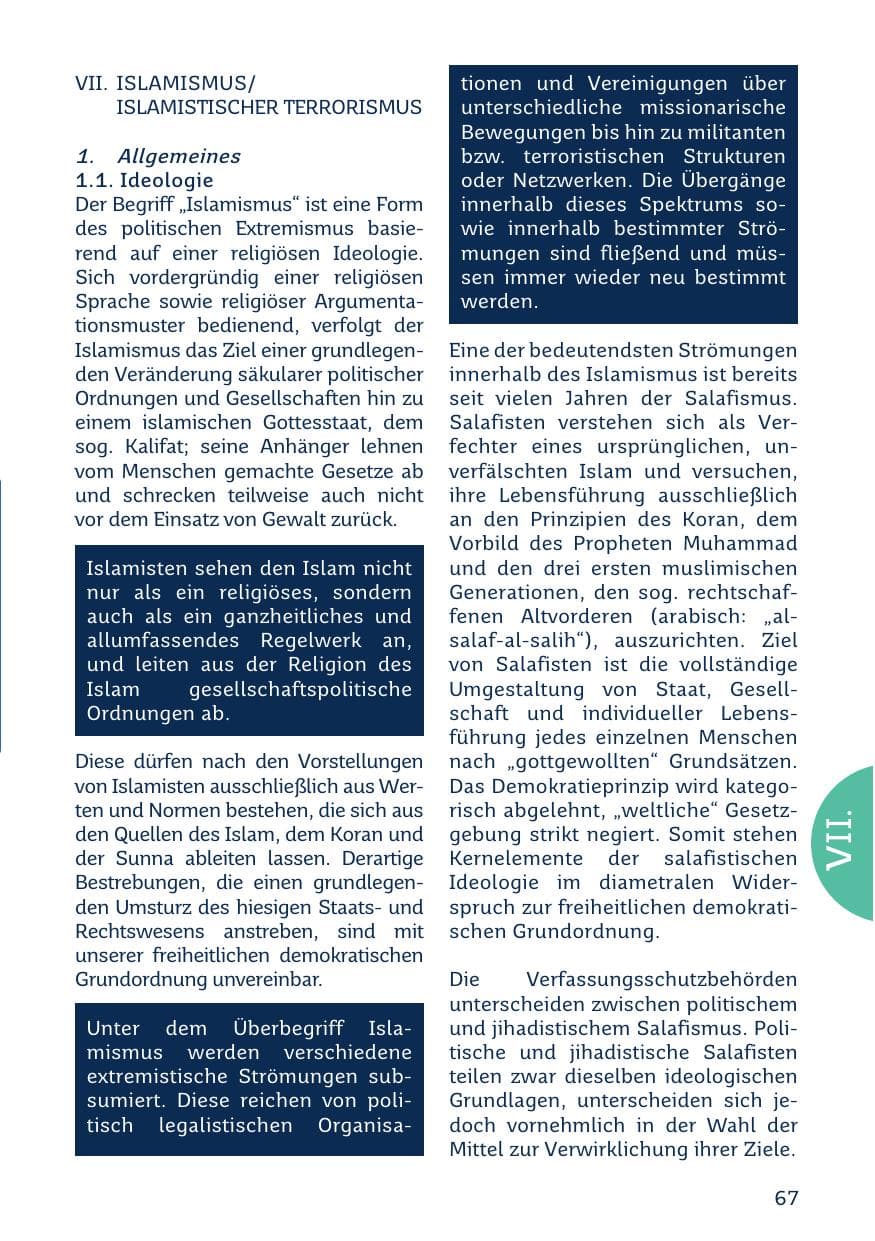Seite 67 des Verfassungsschutzbericht 2023 Saarland
