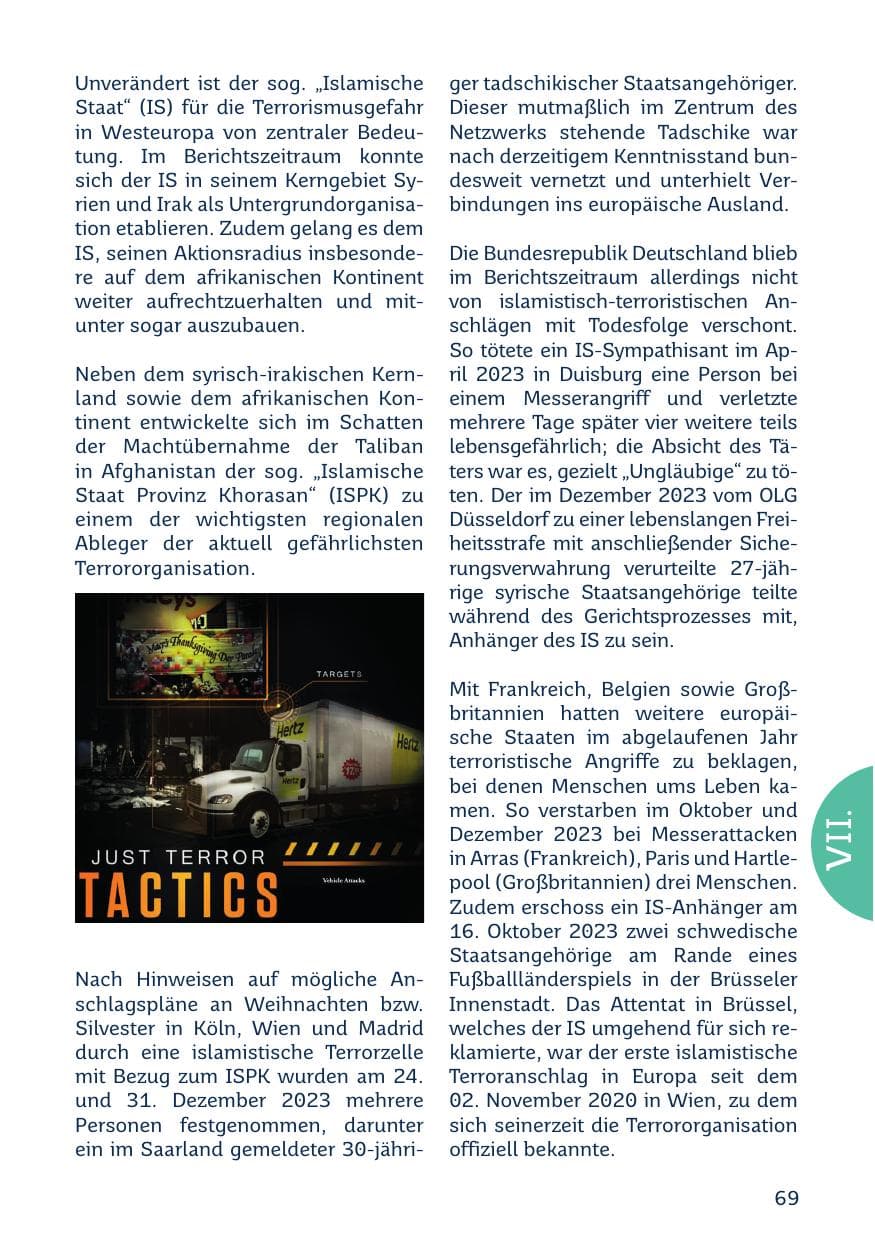Seite 69 des Verfassungsschutzbericht 2023 Saarland