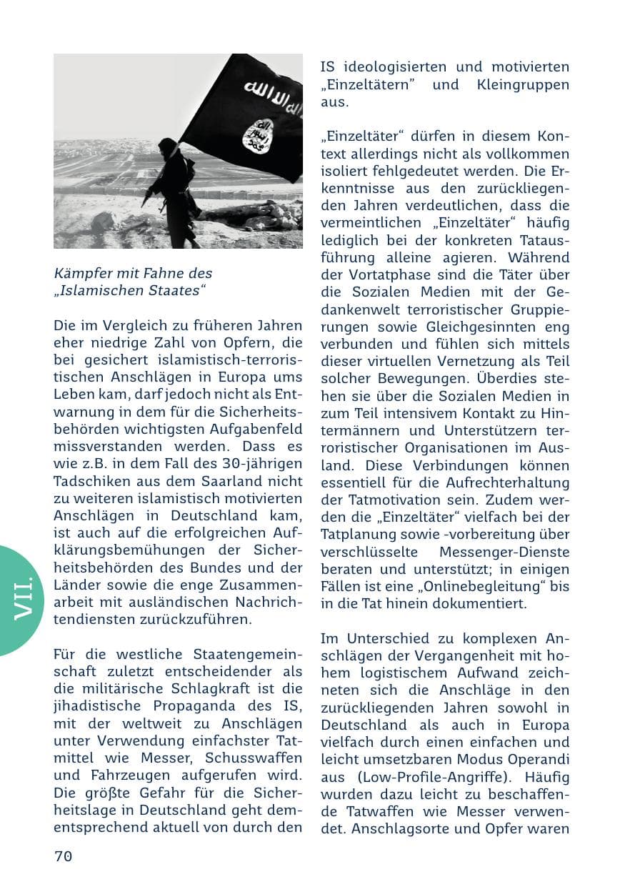 Seite 70 des Verfassungsschutzbericht 2023 Saarland