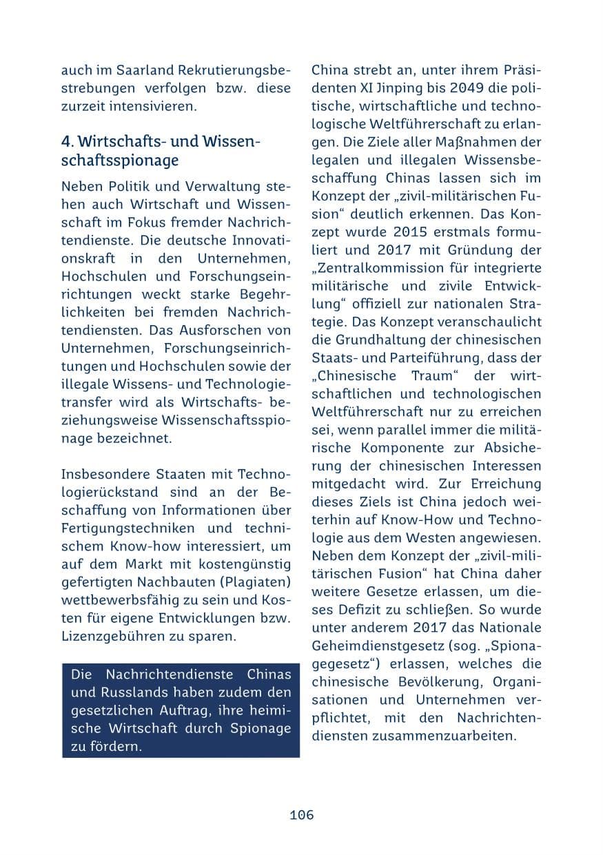 Seite 106 des Verfassungsschutzbericht 2024 Saarland