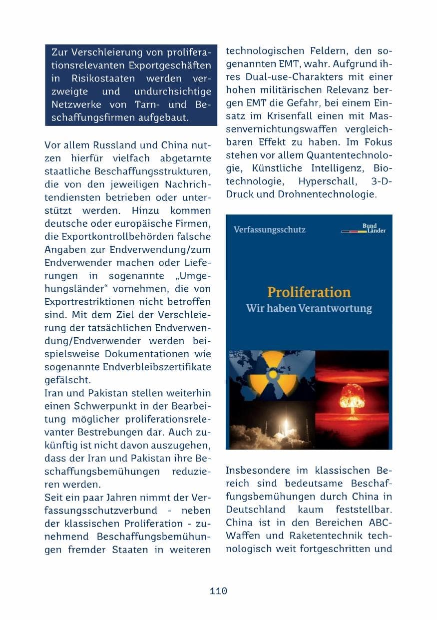 Seite 110 des Verfassungsschutzbericht 2024 Saarland