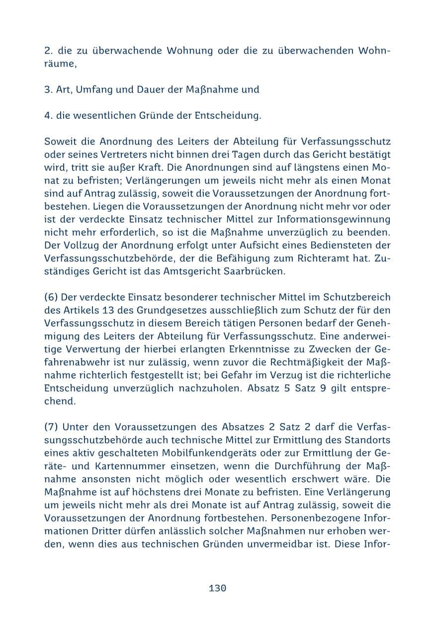 Seite 130 des Verfassungsschutzbericht 2024 Saarland