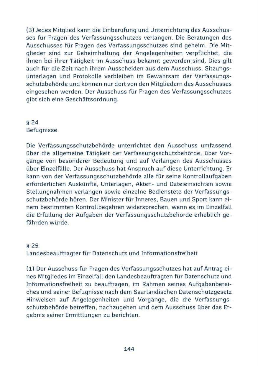 Seite 144 des Verfassungsschutzbericht 2024 Saarland