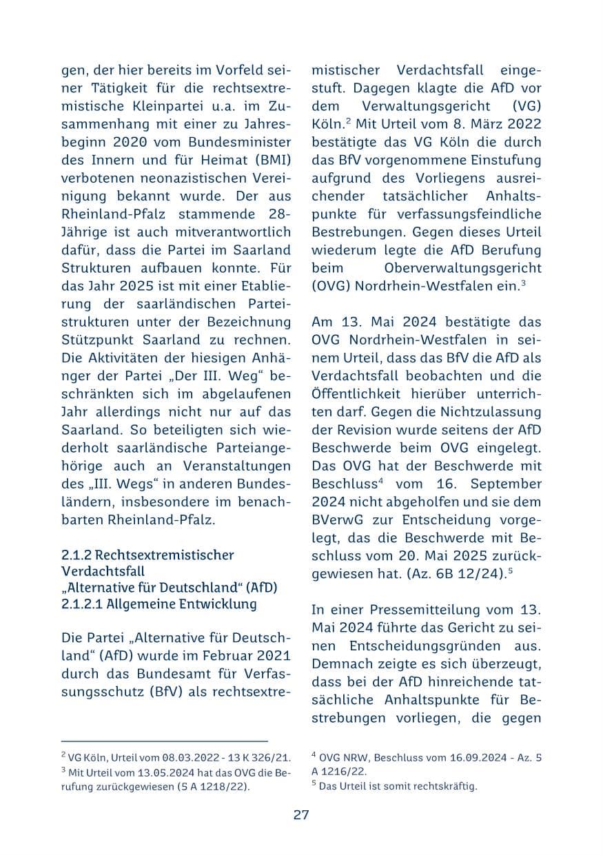 Seite 27 des Verfassungsschutzbericht 2024 Saarland
