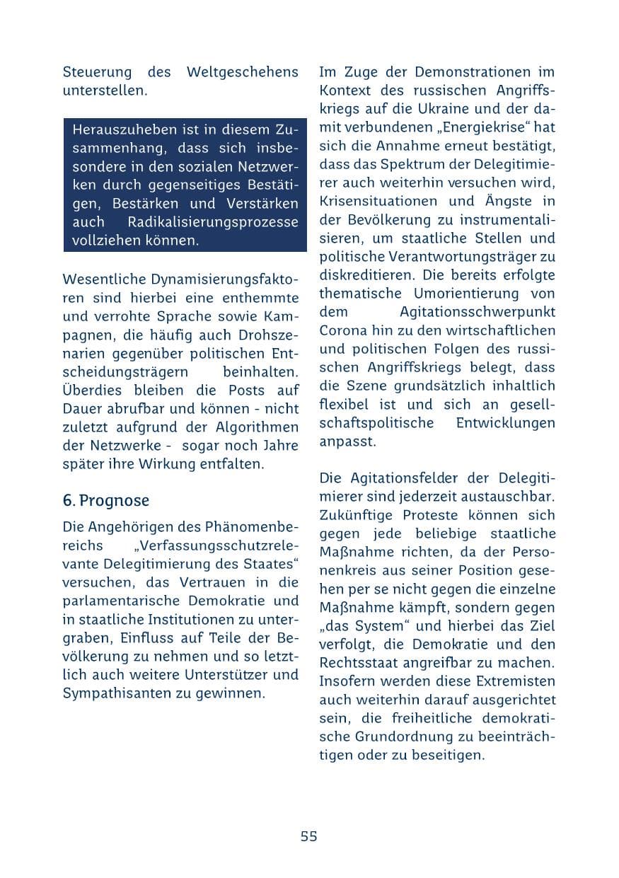 Seite 55 des Verfassungsschutzbericht 2024 Saarland