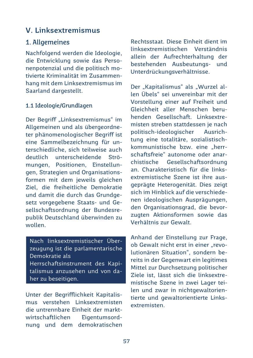Seite 57 des Verfassungsschutzbericht 2024 Saarland