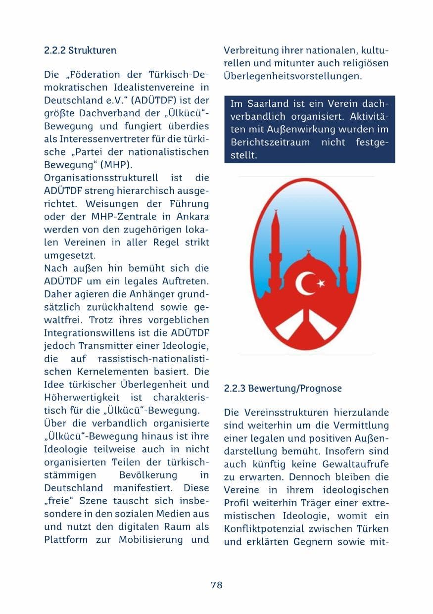 Seite 78 des Verfassungsschutzbericht 2024 Saarland