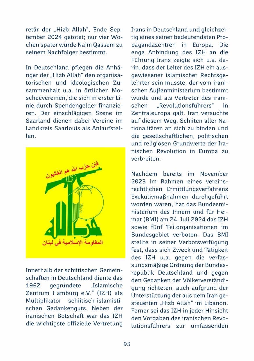 Seite 95 des Verfassungsschutzbericht 2024 Saarland