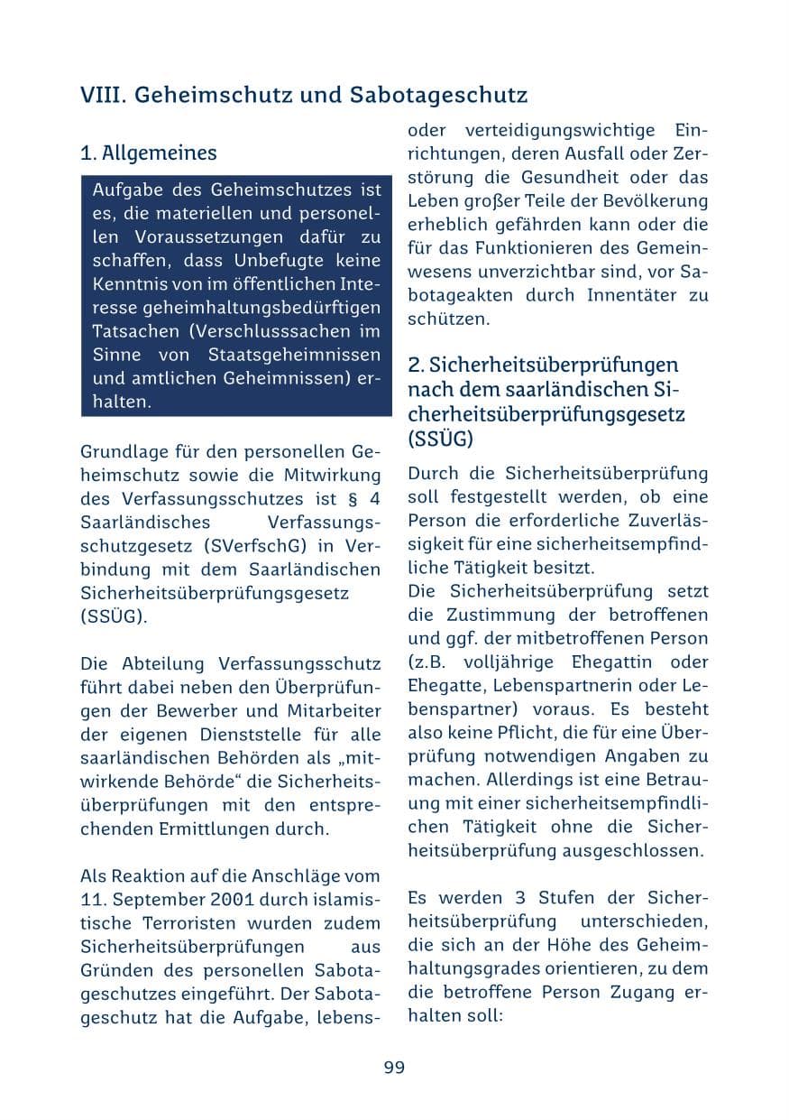 Seite 99 des Verfassungsschutzbericht 2024 Saarland
