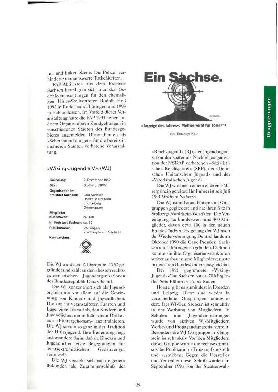 Seite 30 des Verfassungsschutzbericht 1993 Sachsen