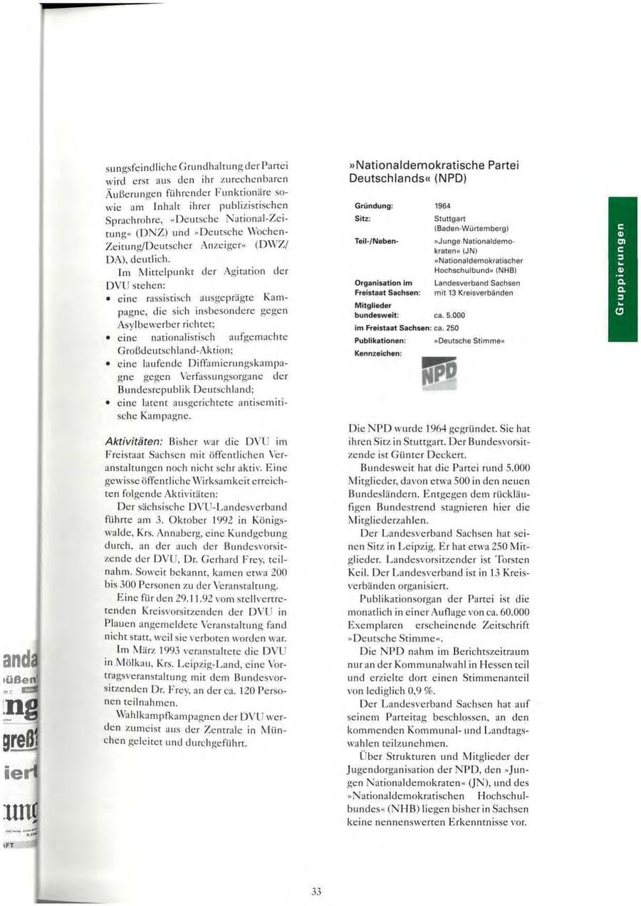 Seite 34 des Verfassungsschutzbericht 1993 Sachsen