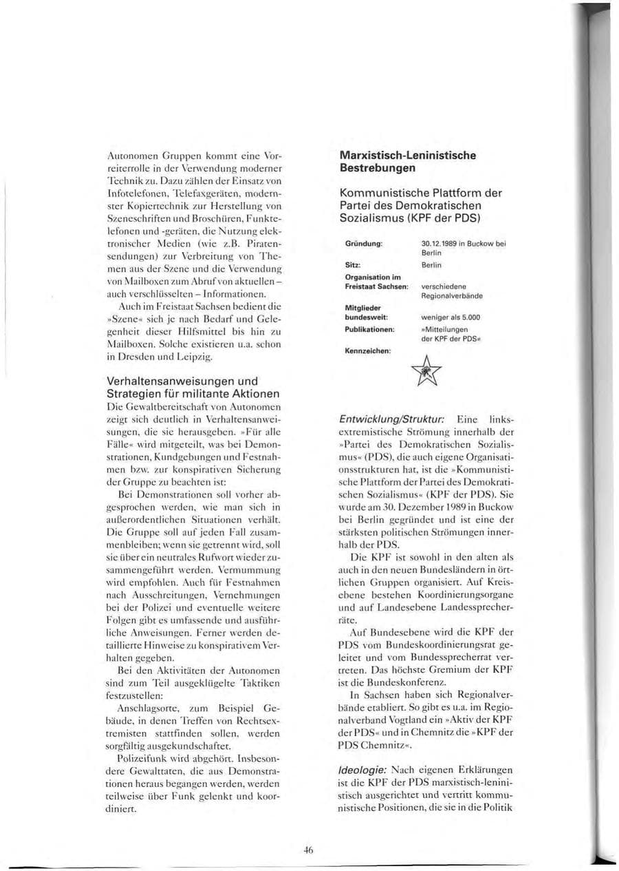 Seite 47 des Verfassungsschutzbericht 1993 Sachsen