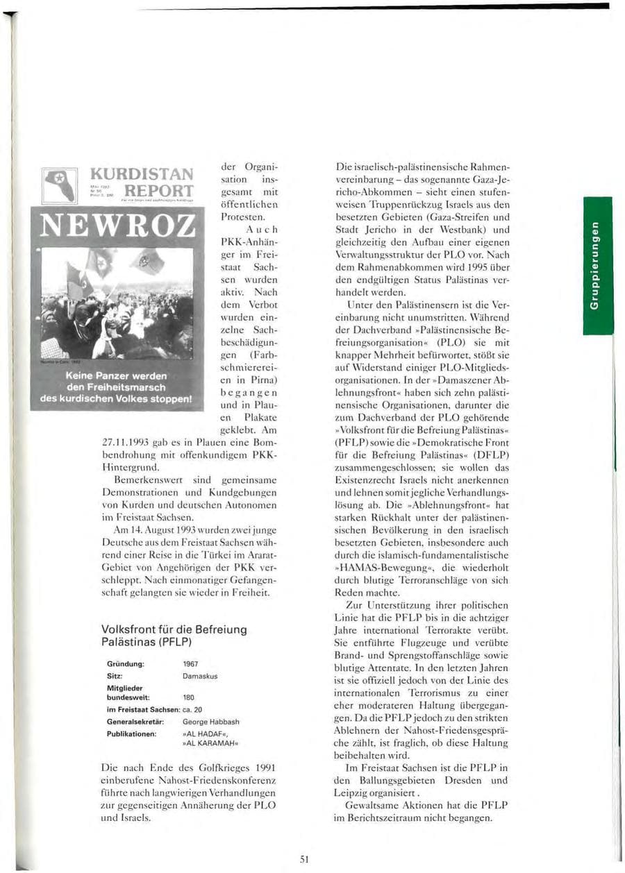 Seite 52 des Verfassungsschutzbericht 1993 Sachsen
