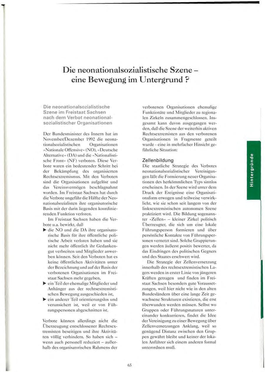 Seite 66 des Verfassungsschutzbericht 1993 Sachsen