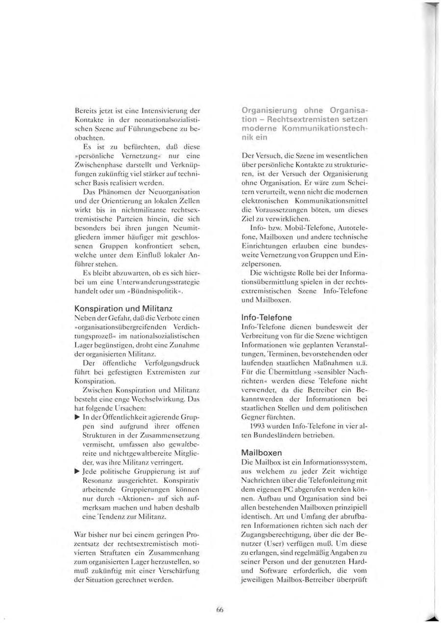 Seite 67 des Verfassungsschutzbericht 1993 Sachsen