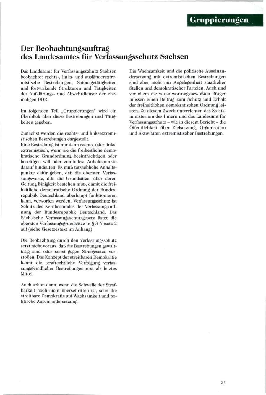 Seite 20 des Verfassungsschutzbericht 1994 Sachsen