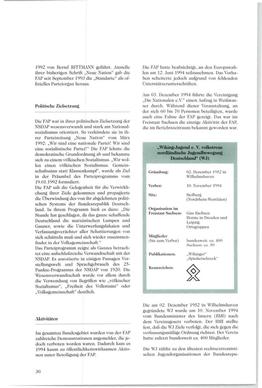 Seite 29 des Verfassungsschutzbericht 1994 Sachsen