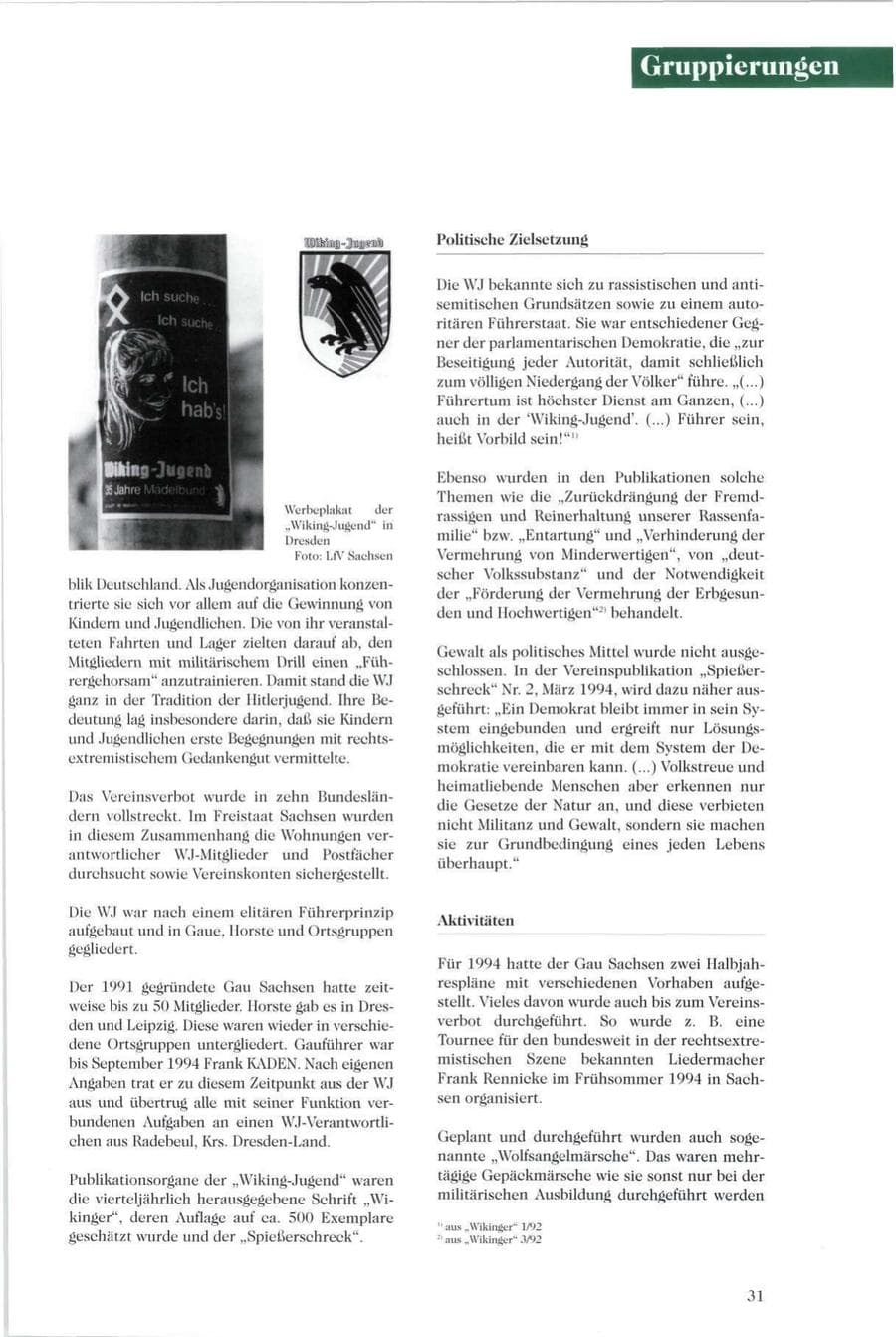 Seite 30 des Verfassungsschutzbericht 1994 Sachsen