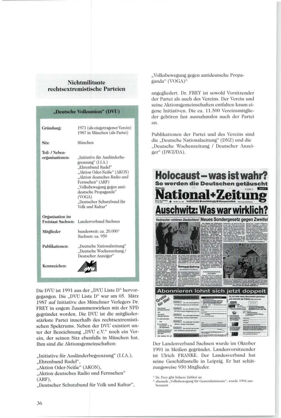 Seite 35 des Verfassungsschutzbericht 1994 Sachsen