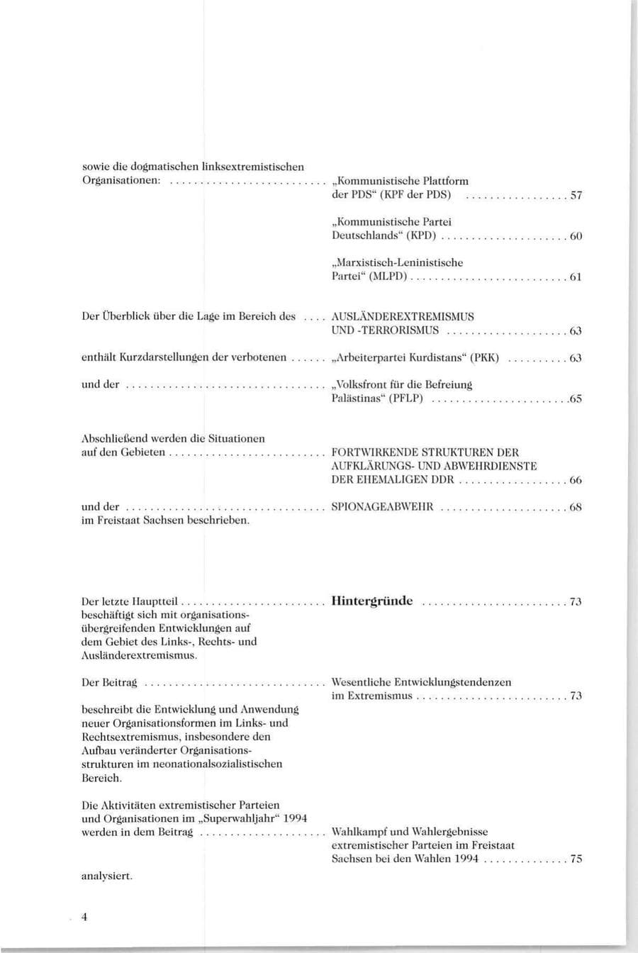 Seite 5 des Verfassungsschutzbericht 1994 Sachsen