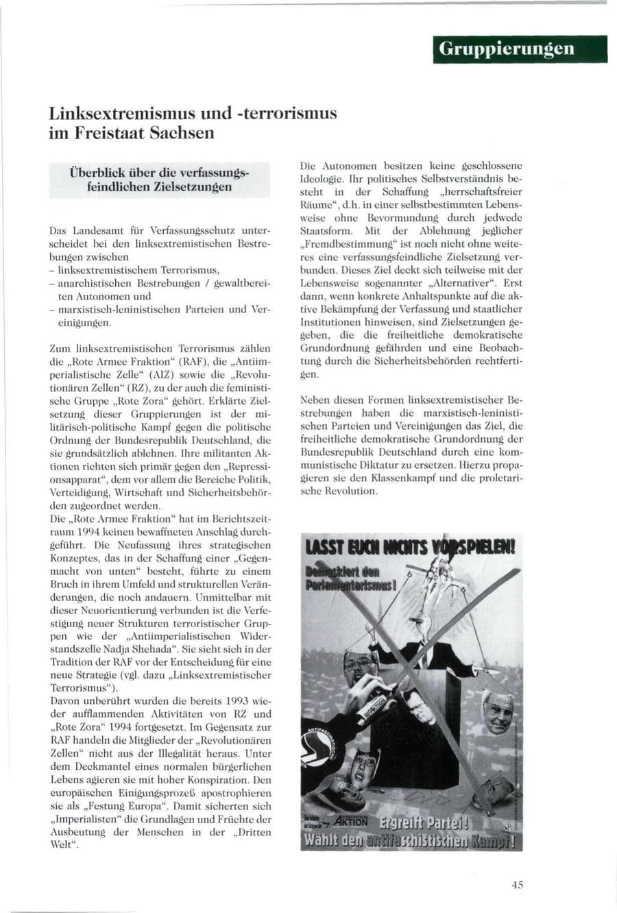 Seite 44 des Verfassungsschutzbericht 1994 Sachsen