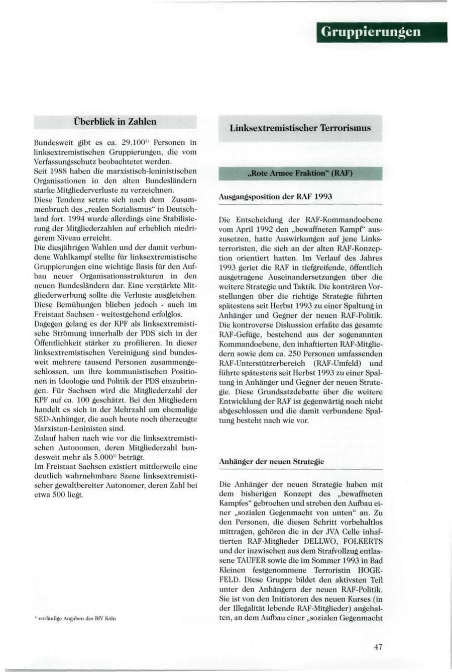 Seite 46 des Verfassungsschutzbericht 1994 Sachsen