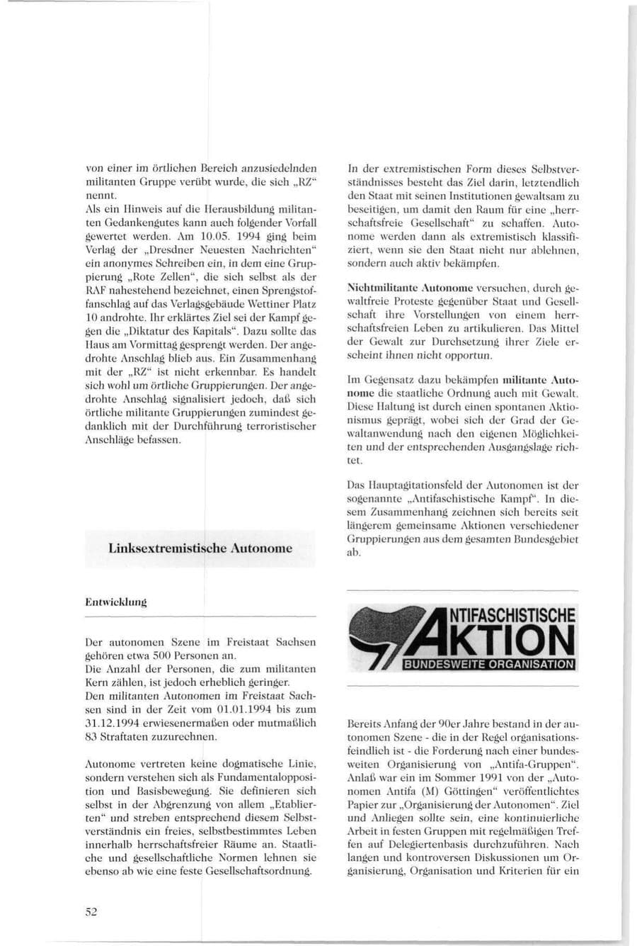 Seite 51 des Verfassungsschutzbericht 1994 Sachsen