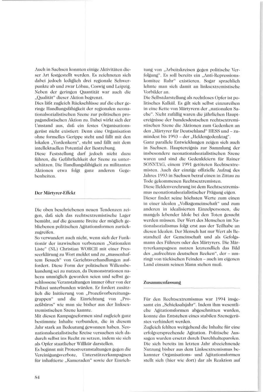 Seite 83 des Verfassungsschutzbericht 1994 Sachsen