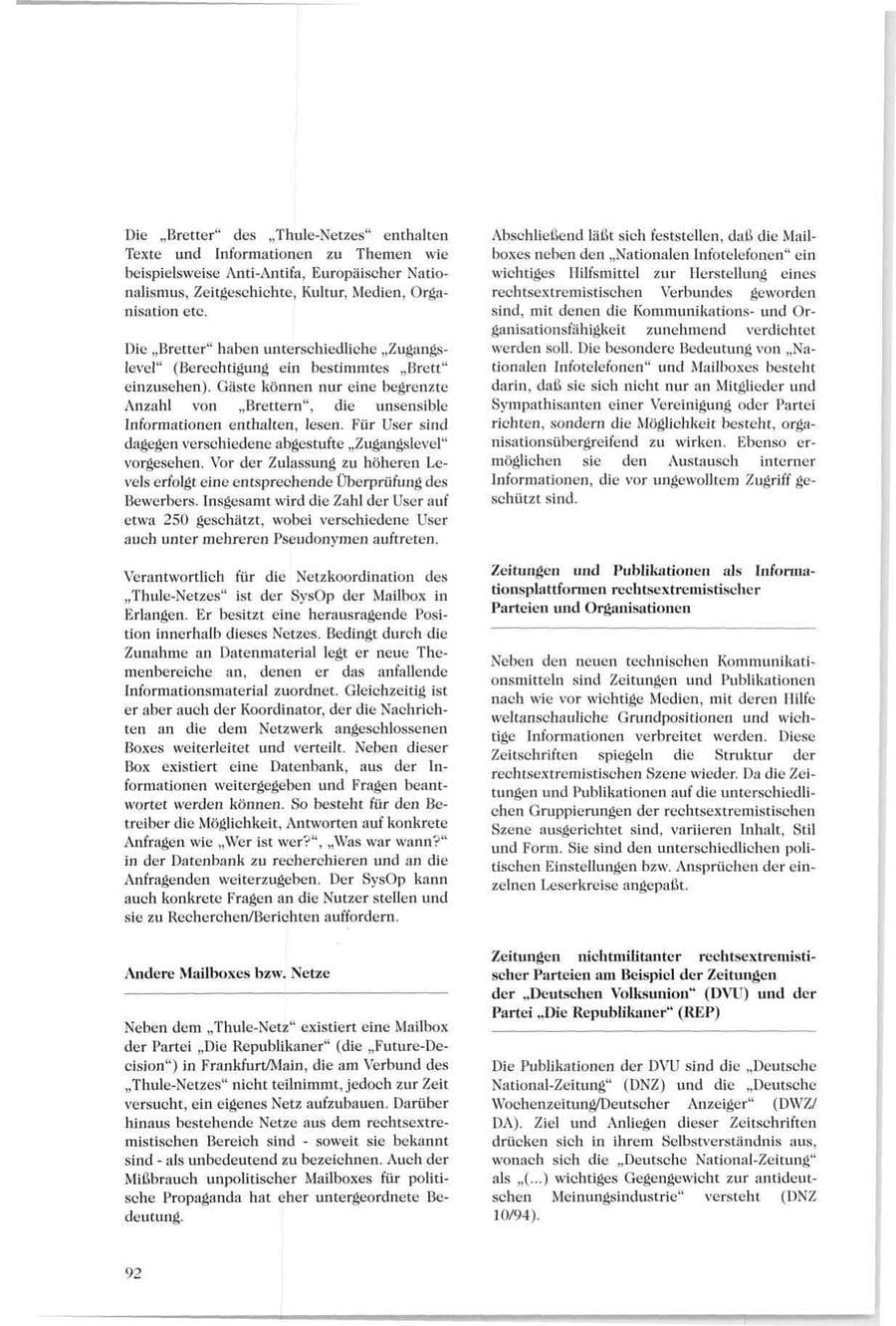 Seite 89 des Verfassungsschutzbericht 1994 Sachsen