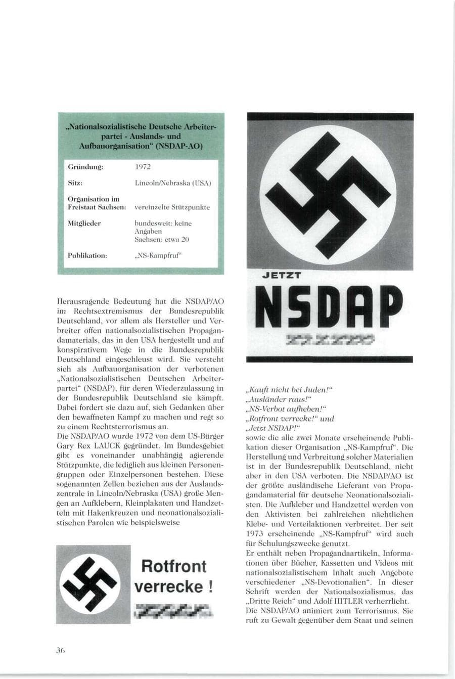 Seite 37 des Verfassungsschutzbericht 1995 Sachsen