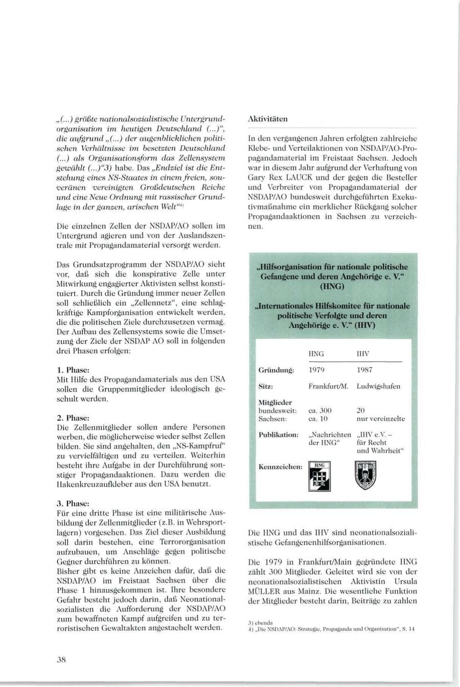Seite 39 des Verfassungsschutzbericht 1995 Sachsen