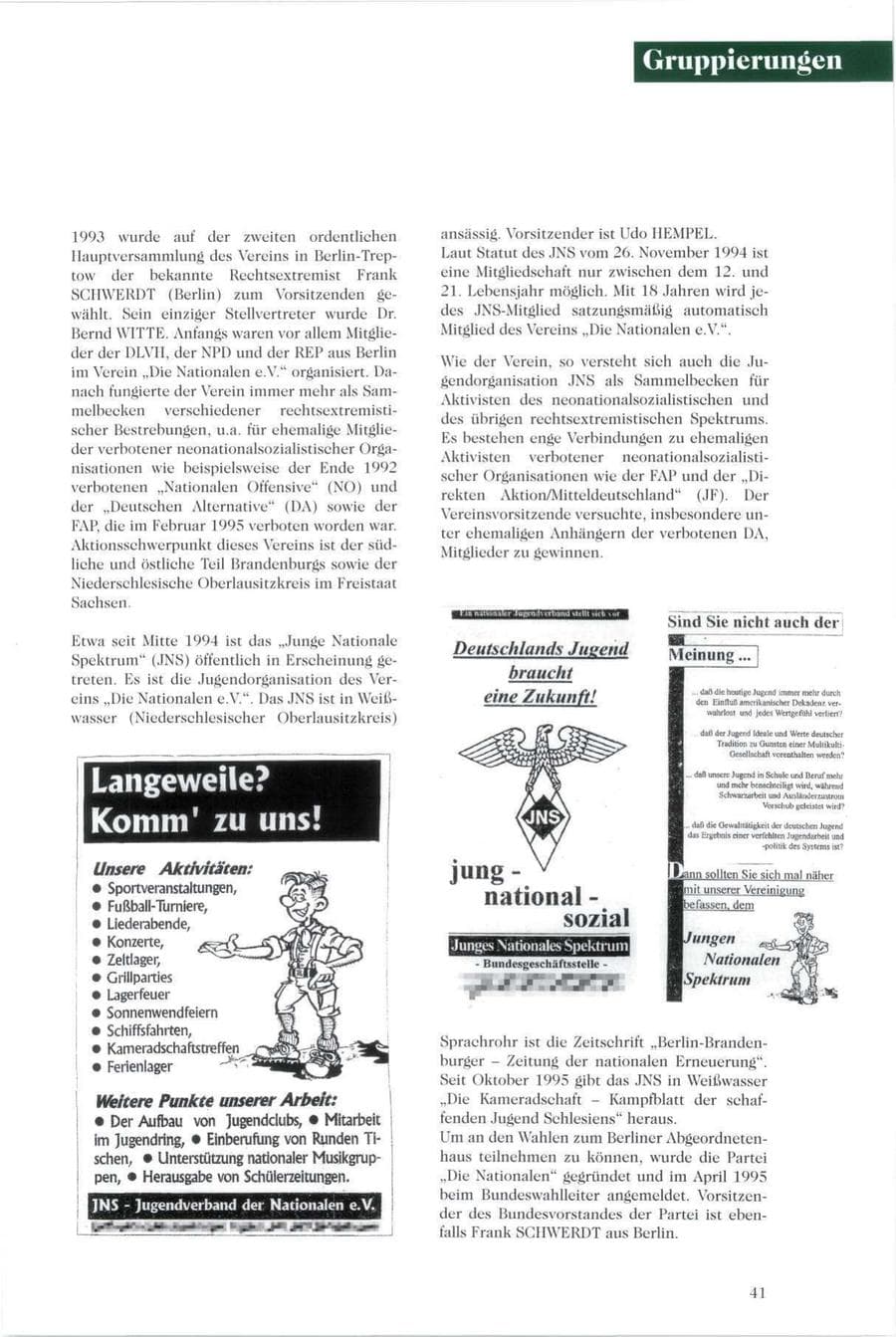 Seite 42 des Verfassungsschutzbericht 1995 Sachsen