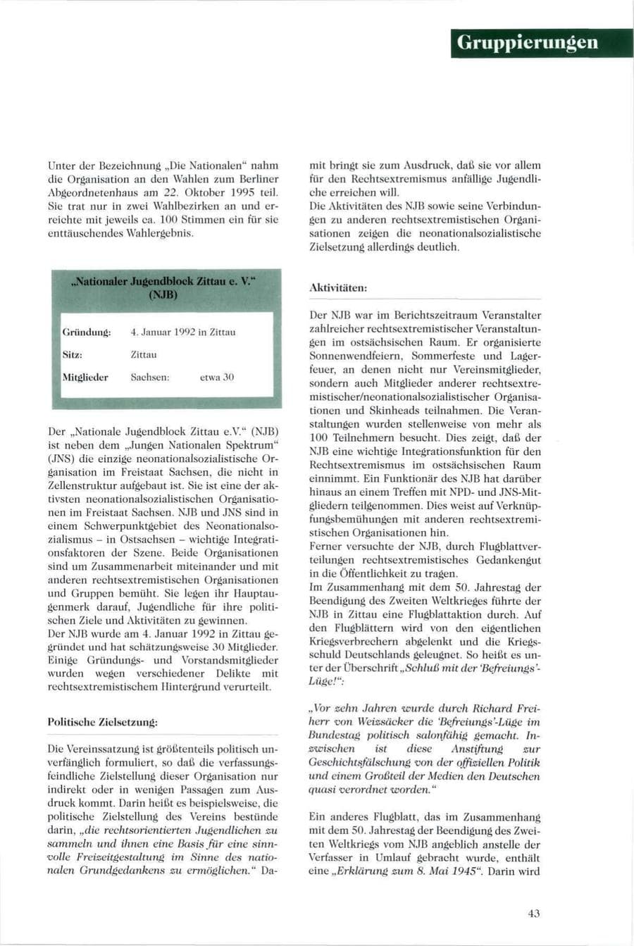 Seite 44 des Verfassungsschutzbericht 1995 Sachsen