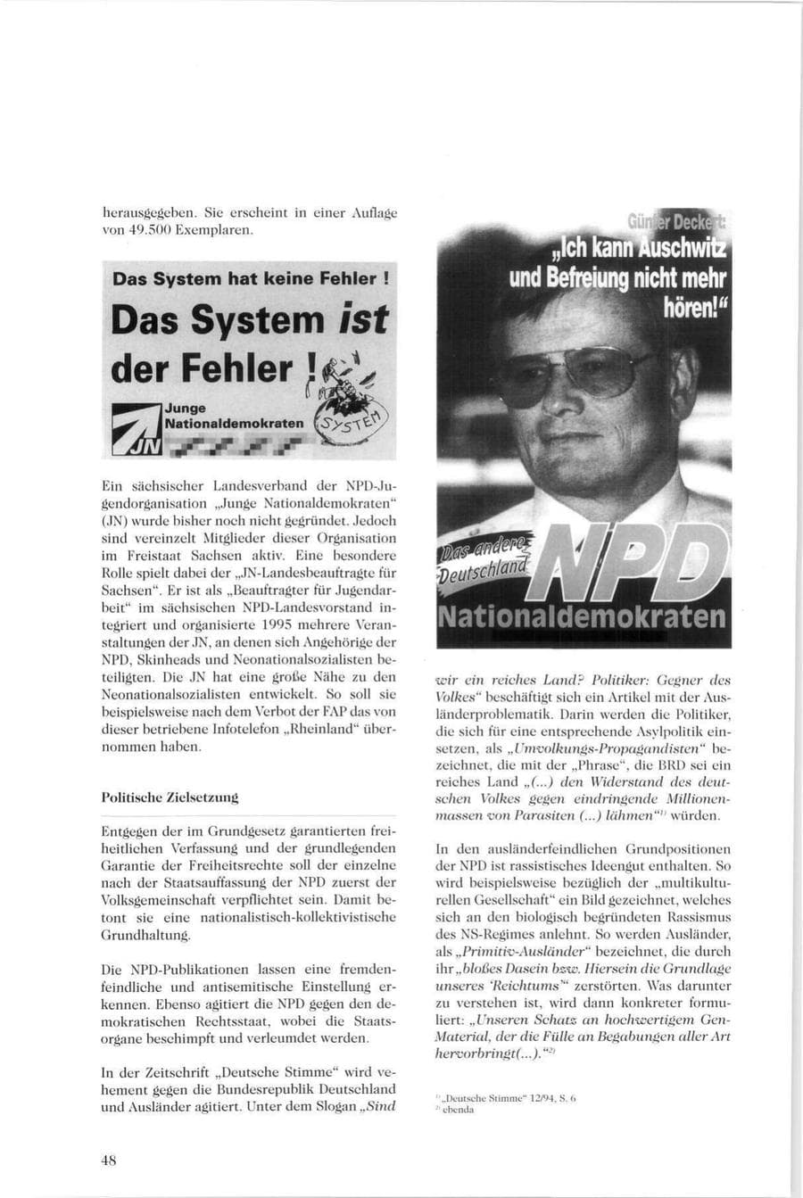 Seite 49 des Verfassungsschutzbericht 1995 Sachsen