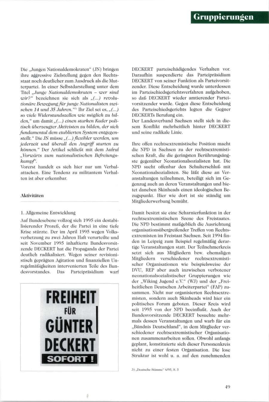 Seite 50 des Verfassungsschutzbericht 1995 Sachsen