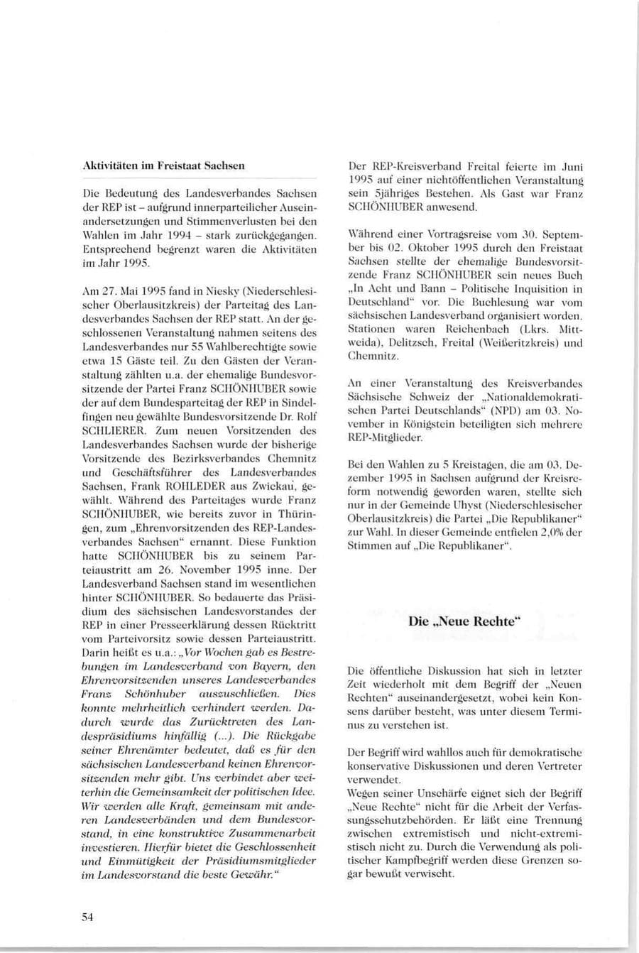 Seite 55 des Verfassungsschutzbericht 1995 Sachsen