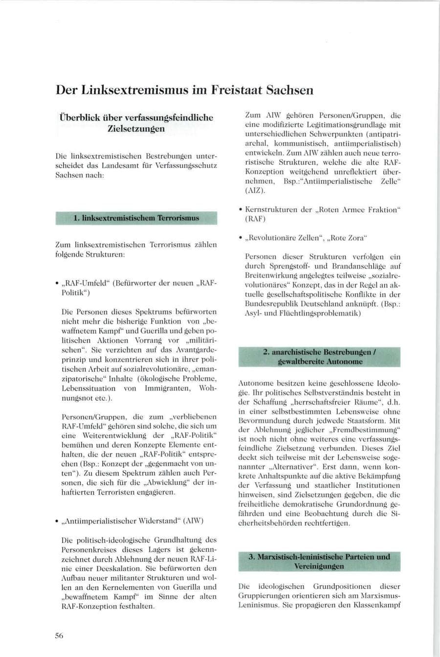 Seite 57 des Verfassungsschutzbericht 1995 Sachsen