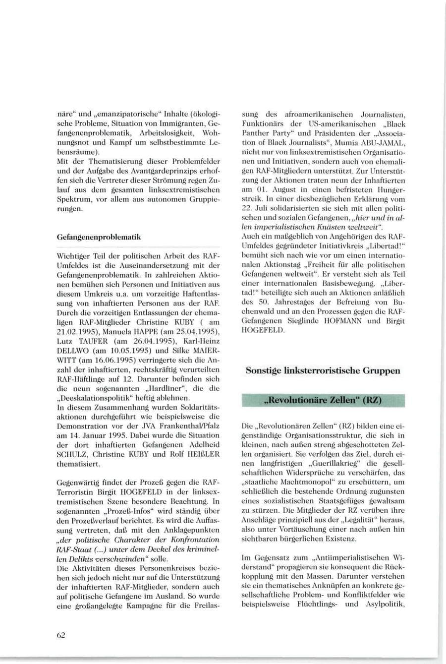 Seite 63 des Verfassungsschutzbericht 1995 Sachsen