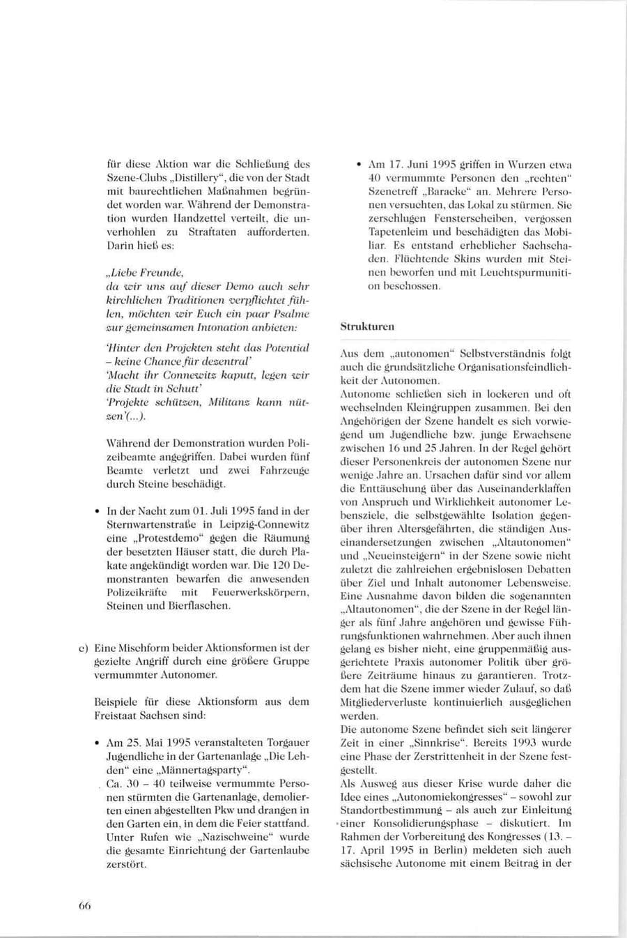 Seite 67 des Verfassungsschutzbericht 1995 Sachsen