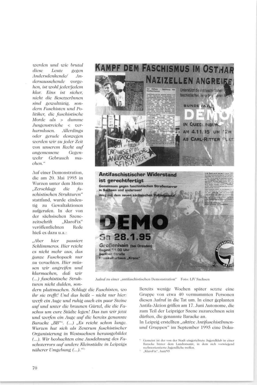 Seite 71 des Verfassungsschutzbericht 1995 Sachsen