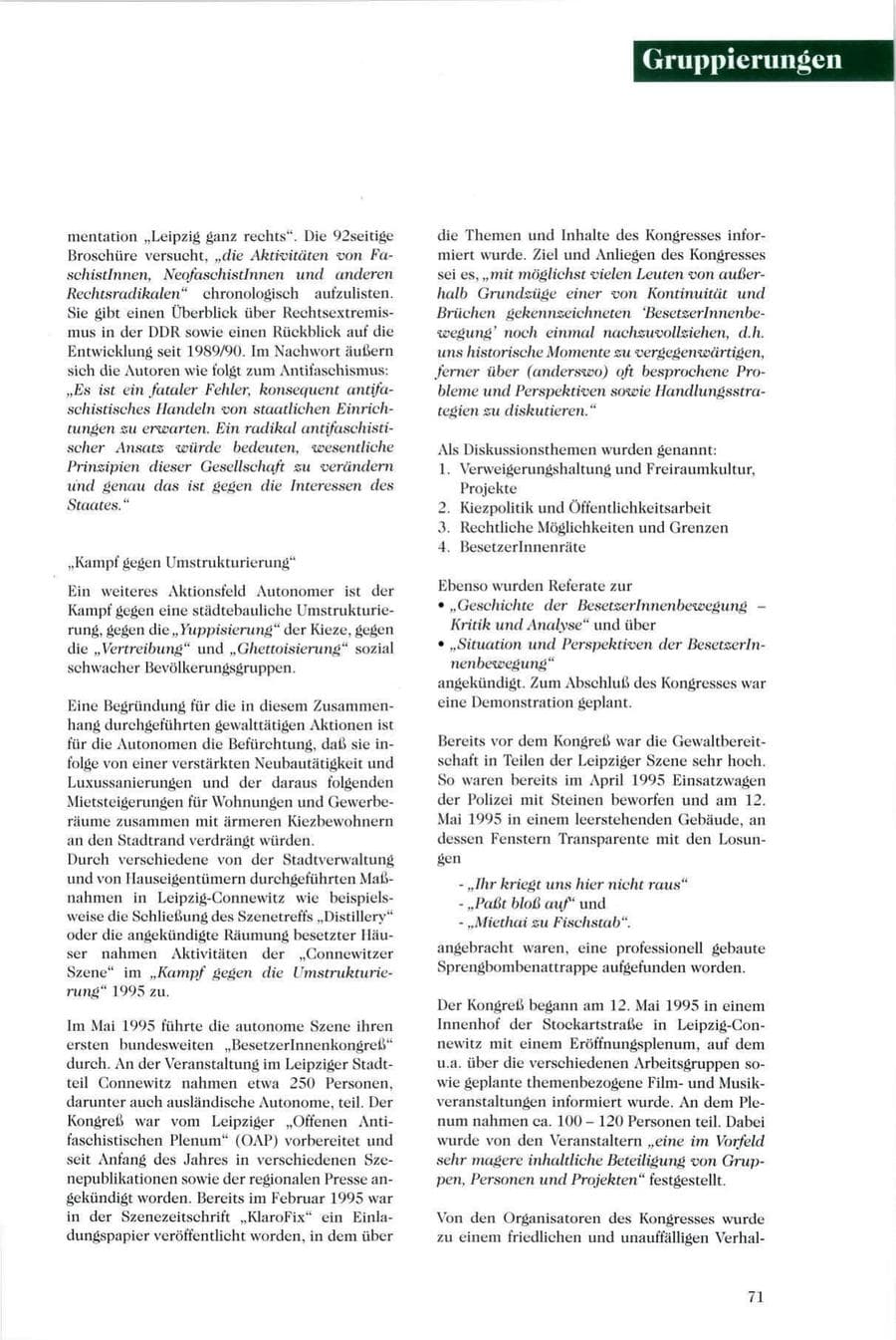 Seite 72 des Verfassungsschutzbericht 1995 Sachsen